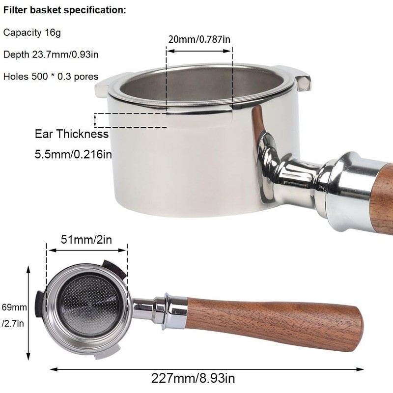 CAPFEI Bottomless Portafilter 51 mm Only Compatible with DeLonghi Dedica