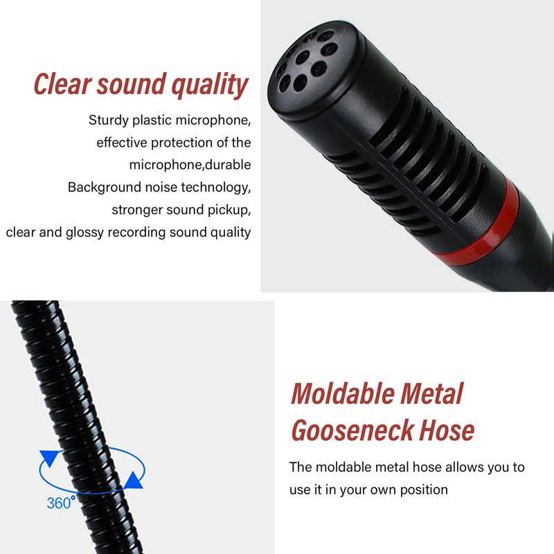 Gooseneck Condenser Microphone Professional 6.35mm Desktop Wired Microphone for Broadcasting