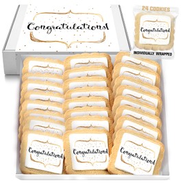 Congrats Cookies Party Favors Congratulations | 24 Pack Individually Wrapped | Cookie Treats Snacks Gifts Desserts for Guest Engagement Graduation Wedding New House Job Promotion