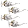 GOBEKOR 4 Pack Privacy Door Levers Brushed Nickel Privacy Door