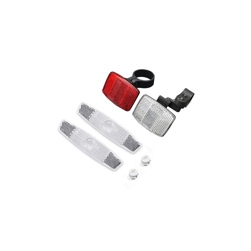 DEMYPROX Front-Rear Wheel Road Bicycle Reflector Kit (White Reflector Kit)