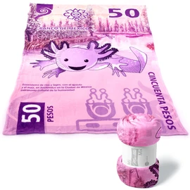 Frazada Ajolote Cobija Billete 50 Tela Polar 160x210cm Matrimonial