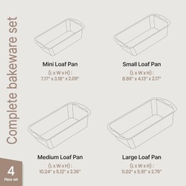 Nonstick Loaf Pan Set Pack of 4, 7" to 11" Large Baking Bread Pan, Oven Safe Up to 450°F, PFOA, PFOS, PTFE Free, Space Saving Stackable Design, Stain Resistant, Dishwasher Friendly, Blue Marble