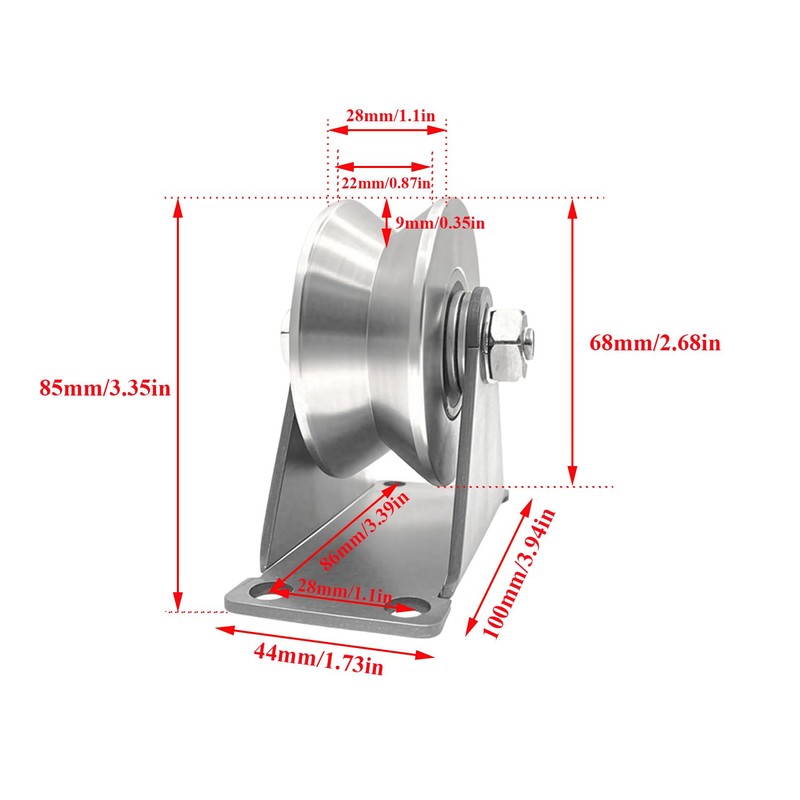 Pulley Wheel Stainless Steel V Groove Plate Casters Heavy Duty