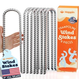 Happin® 12 Inch Heavy Duty Ground Anchors, Garden Stakes U Hook, Tent Stakes Heavy Duty, Chain Link Fence Anchors, Ground Anchors Screw in, Yard Stakes, Galvanized Steel, (8 Pack, Silver)