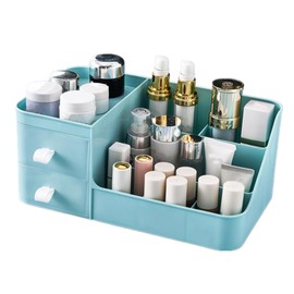 Organizador de Maquillaje y Cosméticos con Cajones, Multiusos (Azul)  Caja Organizadora con Divisiones para Maquillaje, Material PP, Organizador de...