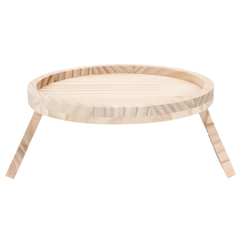 Clip On Tray Natural Bamboo 9.8in Round Home Couch Sofa