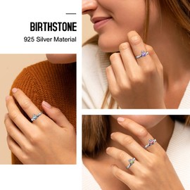 925 Sterling Silver Irish Claddagh Heart Promise Ring, Created Blue Topaz December Birthstone Delicate Thin Adjustable Engagement Wedding Ring for Her Women Ladies