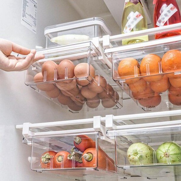 2 Packs Pull Out Refrigerator Egg Drawer Organizer Bins Hanging Storage Trays
