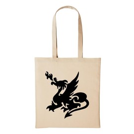 huuraa Jute Bag Chinese Dragon Fire Gift Idea for Men and Women Cotton Bag for Friends and Family, beige