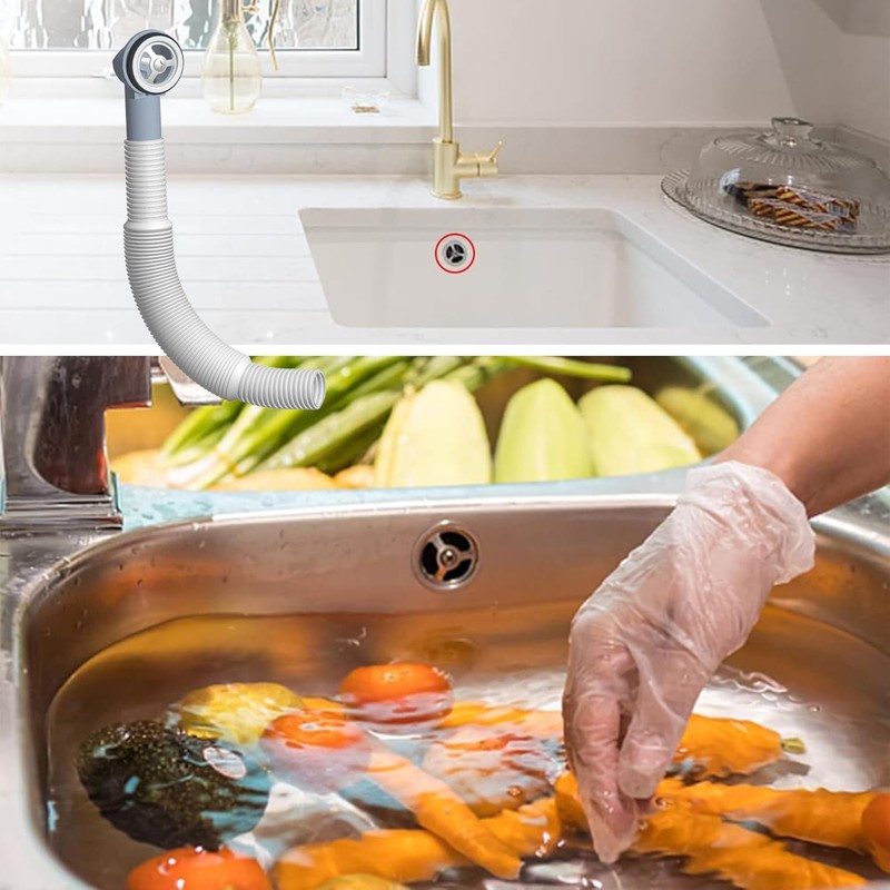 Round Overflow Pipe Kit - Adjustable 200-600mm Sink Overflow Tube