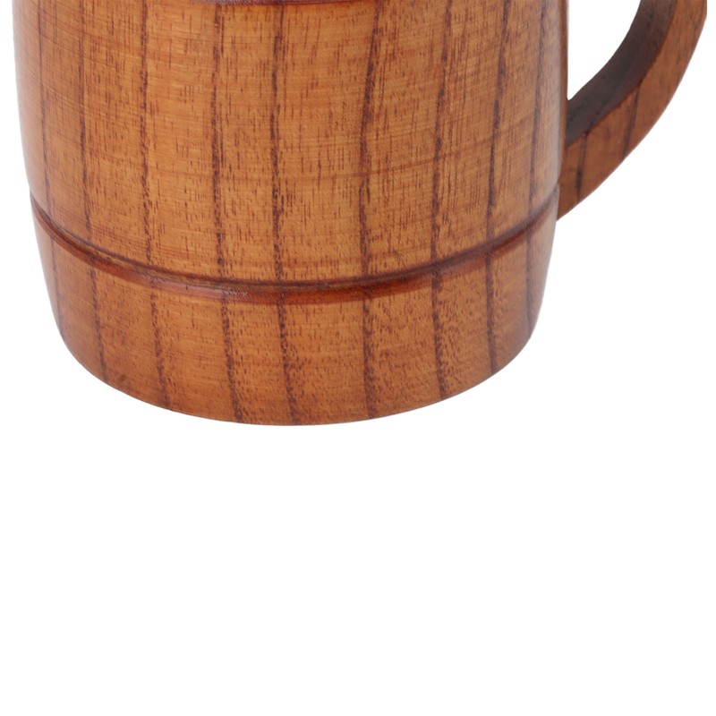 Wooden Beer Mug with Handle 300ml Prevent Scald Carved Drinkware