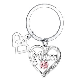 BESPMOSP Mum Keychain Mother's Day Gifts Heart Gifts Birthday Gifts For Mum Crystal Pendant Keyring (Pink)