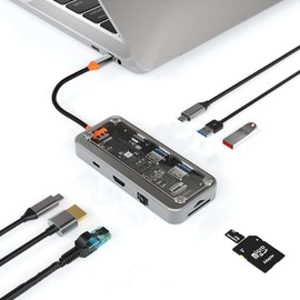 Coverzone Çoklayıcı Adaptör 8 in 1 USB C Type-c To USB A, USB C Macbook uyumlu Çevirici Adaptör Çok Portlu Çoklayıcı 8in1 USB HUB ZR663