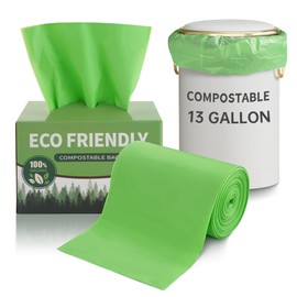 Eargardin 13 Gallon Trash Bags Compostable Compost Large Garbage Bag Extra Thick 1.1 Mil for Kitchen Bathroom BPI Certified 35 Counts, Green