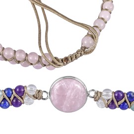 mookaitedecor Healing Stone Tree of Life Bracelet for Men and Women, 4 mm 7 Chakra Beads, Adjustable Double Braided Bracelets for Yoga, Healing, Reiki, Stone, Rose quartz stone.