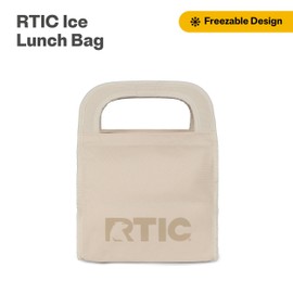 RTIC Ice Lunch Bag, Freezable for Women and Men, Reusable Durable Fabric, Cooler Lunch Bags for On The Go Meals, Commuters, Sand