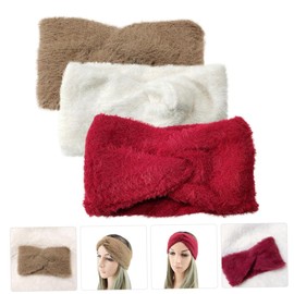LIFKOME 3Pcs Furry Headbands Wide Knot Hairbands for Warm Decorative Wrap Comfortable Durable Autumn Hair Accessories