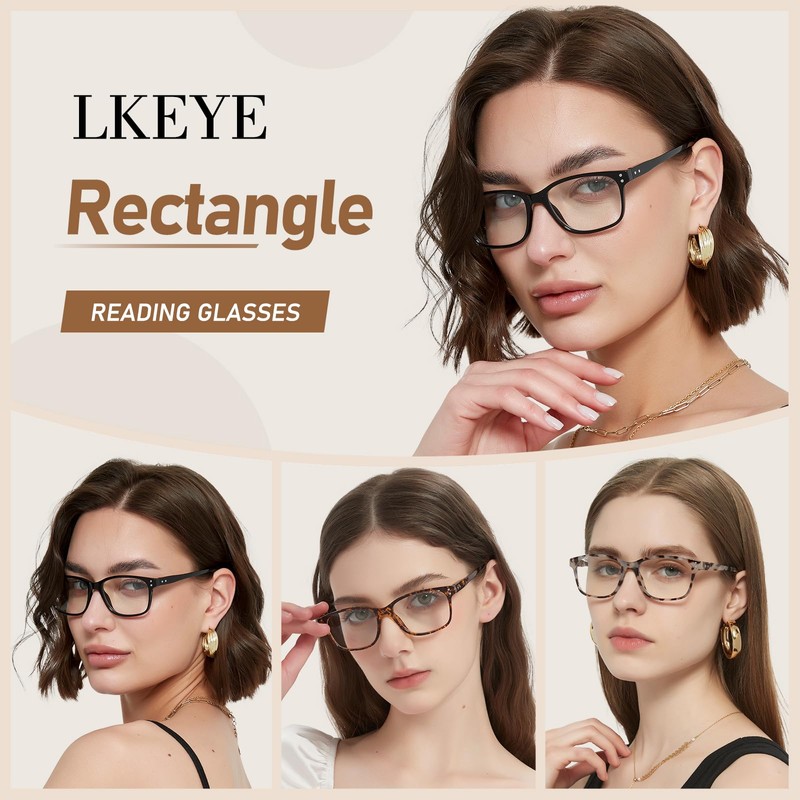 LKEYE Reading Glasses Women Men Anti Glare Blue Light Blocking