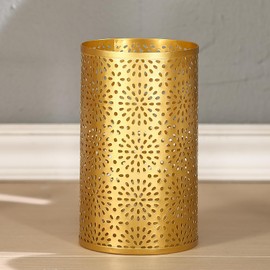 Wenbery Gold Trash Can for Bathroom, Metal Garbage Can for Offices, 7" W X 7" L X 12" H