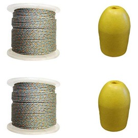 2-Pack of KUFA Sports Prawn Trap Accessory Combo, 400' Lead core Rope,11" Yellow Float and Vented Bait Jar (LP4+F11Y+HB5) x2