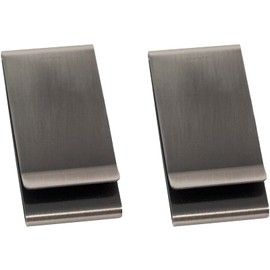 Stephanie Imports Set of 2 - Double-Sided Chrome-Plated Stainless Steel Boxed Money Clip (Antique Silver)