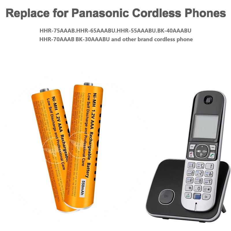 6 Pack NI-MH AAA Rechargeable Battery for Panasonic, 1.2V 550mah