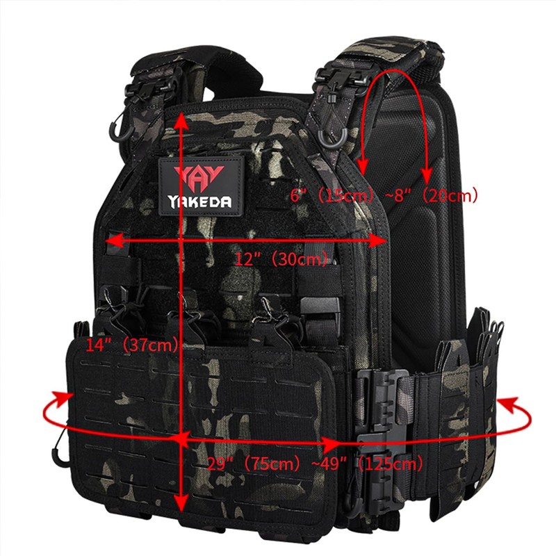 YAKEDA Tactical Vest for Men 1000D Nylon Quick Release Laser-Cutting