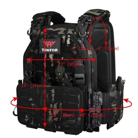 YAKEDA Tactical Vest for Men 1000D Nylon Quick Release Laser-Cutting Modular Vest Lightweight Vest (Black CP)