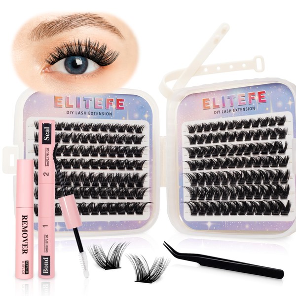Elitefe Lash Extension Kit DIY Lash Clusters Kit Eyelash Extensions