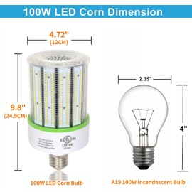 TJBB UL Listed 2-Pack 100W Led Corn Cob Light Bulb, E39 Large Mogul Base led Bulb (250-400W MH/HPS Replace) Indoor Outdoor Lighting for Garage Warehouse High Bay Parking Lot Wall Pack