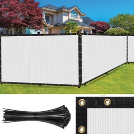 SEALTECH Ultra Heavy Duty 200 GSM Privacy Fence Screen – Non-Recycled Polyethylene Mesh Shade Net with Bindings & Rustproof Grommets - 90% + Blockage Includes Cable Zip Ties. (White 4'X10')