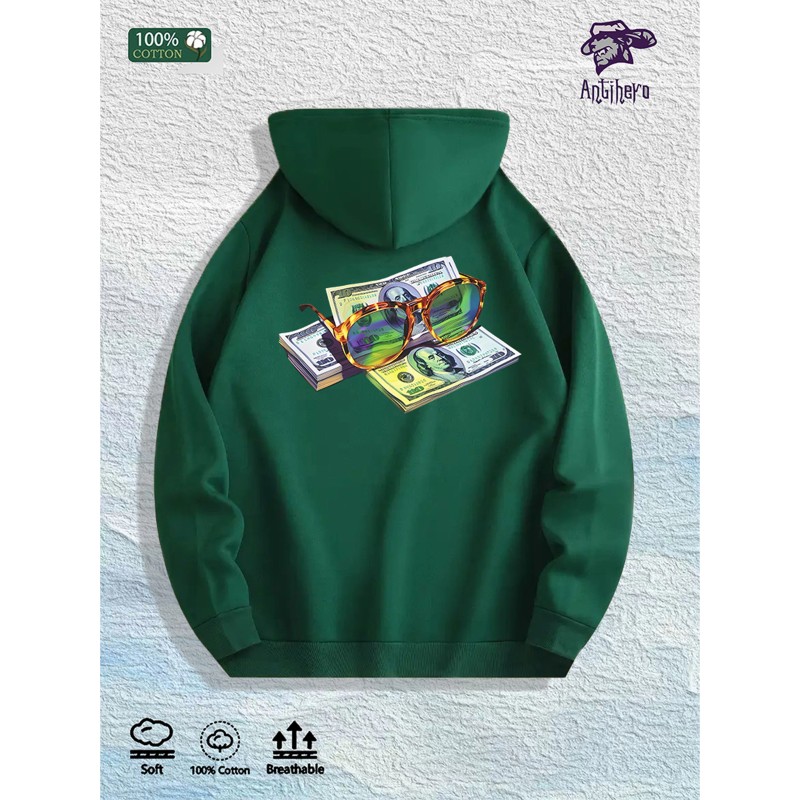 Money & Shades Graphic Hoodie 100% Cotton US Warehouse 7