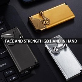 WEQTETJU - Encendedor portátil de metal, encendedor de antorcha de chorro, encendedores recargables para hombres, velas de Navidad de Acción de Gracias (sin combustible butano) (negro)