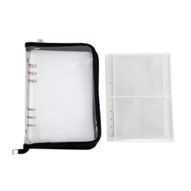 Small Photo Album Clear Photo Sleeves Hold 100 Photos 5x3.5, 6 Ring Mini Picture Album Binder Zipper Case,Photo Album Book, Picture Book for Photos,Jewelry,Photocards,A5 Paper,Stationery (Black)