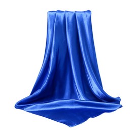 ccHuDE 90cm Solid Color Head Scarf Silk Like Hair Scarf Square Hair Bandana Silky Hair Wrap Large Neck Scarf Blue