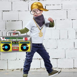 MoKu Set of 4 Hip-Hop Costume Set, Hip Hop Costume, Golden Baseball Cap, Create a Hip-Hop Atmosphere for Parties, Rap Concerts and Other Outdoor Activities