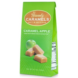 J Morgan Confections Heavenly Caramel | Caramel Apple Flavor | 4.7 oz Bag, 4-Pack | Gourmet Soft and Chewy Butter Caramel Candies | Hand-Crafted Golden Treats