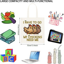 JTOUK SValley Gamer Gift I Have To Go My Chickens Need Me Video Game Lover Tote Bag (Chickens Need Me Tote EU)