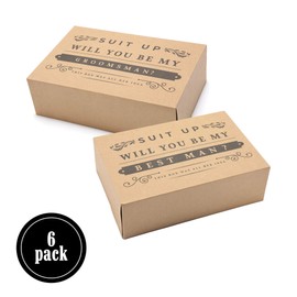 Pop Fizz Designs Groomsmen Box (6 pack) Groomsman Gift I Groomsmen Proposal Box | Groomsmen Gift Box Set | Will You Be My Groomsman? | Will You be My Best Man? | Kraft Style