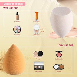 Makeup Sponge Blender DUAIU 4 Pack Beauty Blender Foundation Sponges Set Latex Free Blenders Beauty Make up Sponges with Sponge Egg Case(Lemon Yellow)