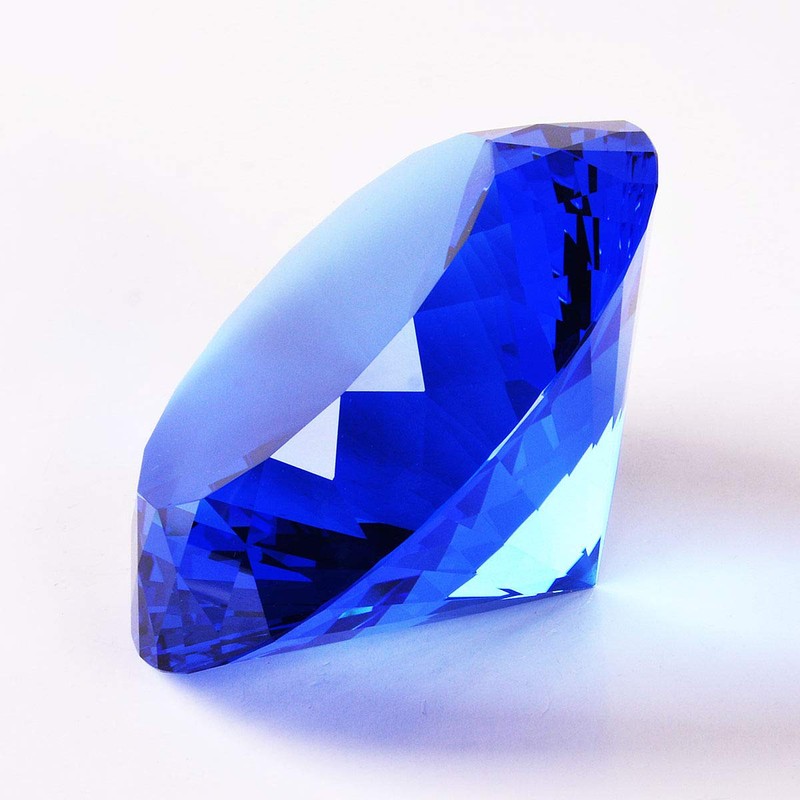 Blue Crystal Glass Diamond Shaped Decoration 60mm Jewel Paperweight,Gift Decoration
