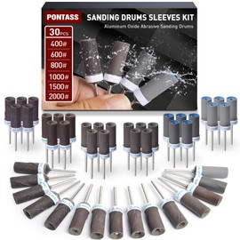 30Pcs Sanding Drums Sandpaper Sticks Set with 1/8"(3mm) Shank for Dremel Rotary Tool,Sanding Drum Bits 400/600/800/1000/1500/2000 Grits for Metal Rust Removal/Jade Polishing/Stone Grinding