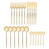 24Pcs Gold Silverware Set Knife Fork Spoon Rustproof Stainless Steel
