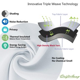 DriftAway Thermal Insulated Blackout Curtain Liner 2 Panels Each Liner Size 40 Inch by 58 Inch Rings Included