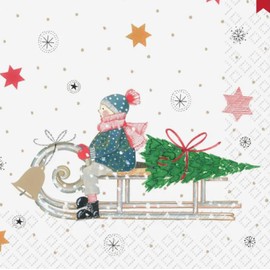 20 Weihnachtsschlitten Papierservietten, festliche Papierservietten, Neuheit Weihnachtsfeierservietten, festliche Geschirrdekorationen, 3-lagige Servietten