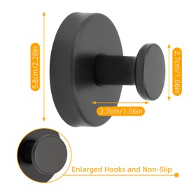 Pack of 4 Suction Cup Hooks, Suction Cup Hooks, Bathroom Suction Hooks, Extra Strong Suction Cups, Thread Hooks, Towel Hooks, Bathrobe Hooks (Black x 4)