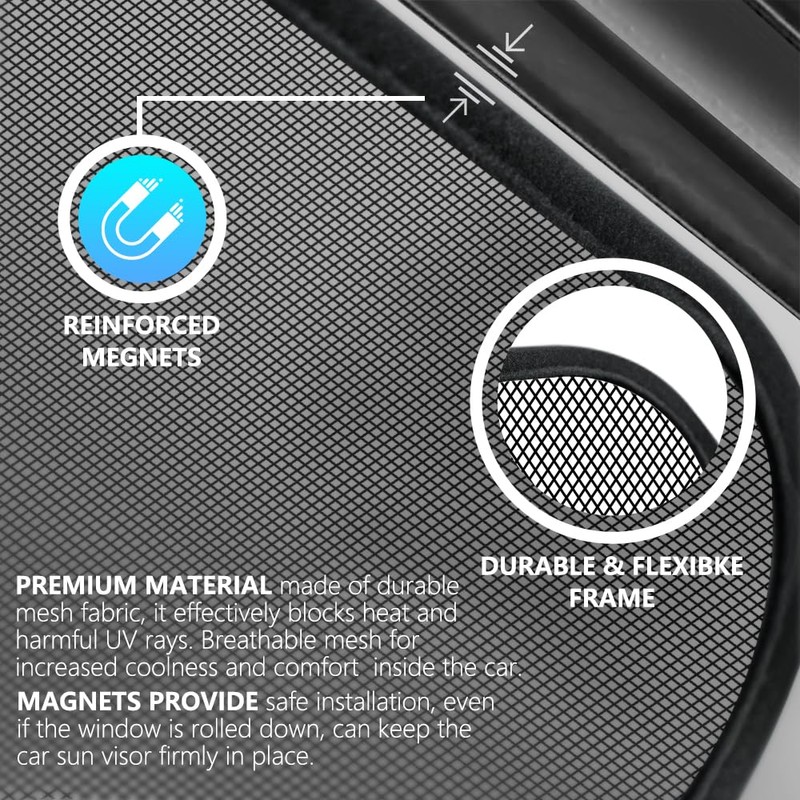 BWEN Window Shades, Magnetic Car Side Window Sun Shade for
