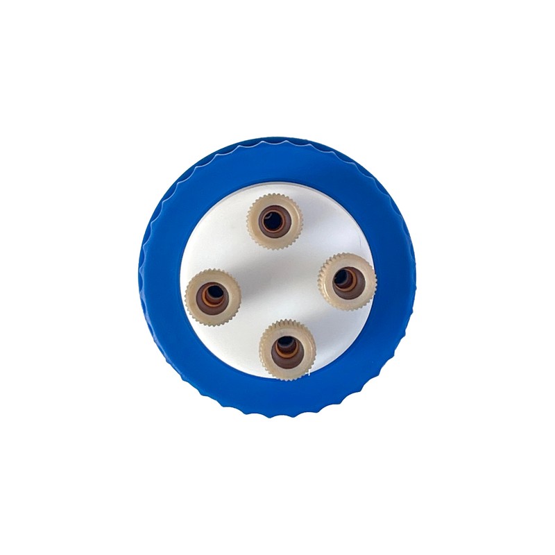 MUHWA Lab Safety 4-Port Cap with 1/4"-28 Thread Inserts Hole