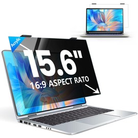 GUDTEKE Magnetic Laptop Privacy Screen 15.6 inch, 9H Hanging Privacy Screen for Laptop for 16:9, Acrylic HD Eye Protection Anti Glare Blue Light Laptop Screen Privacy Filter